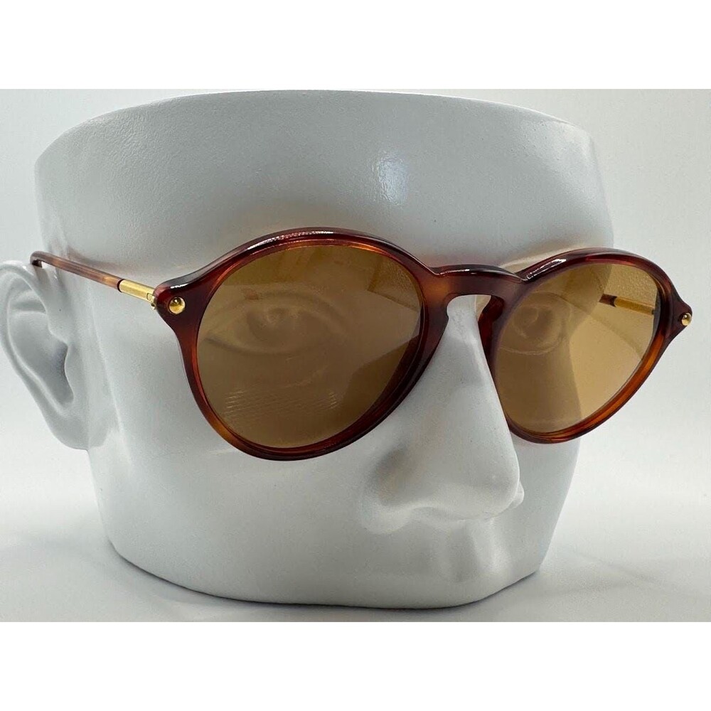 NEW VTG Sunglasses Round Plastic Tortoise Style | Brown Lens #849 Made In Italy